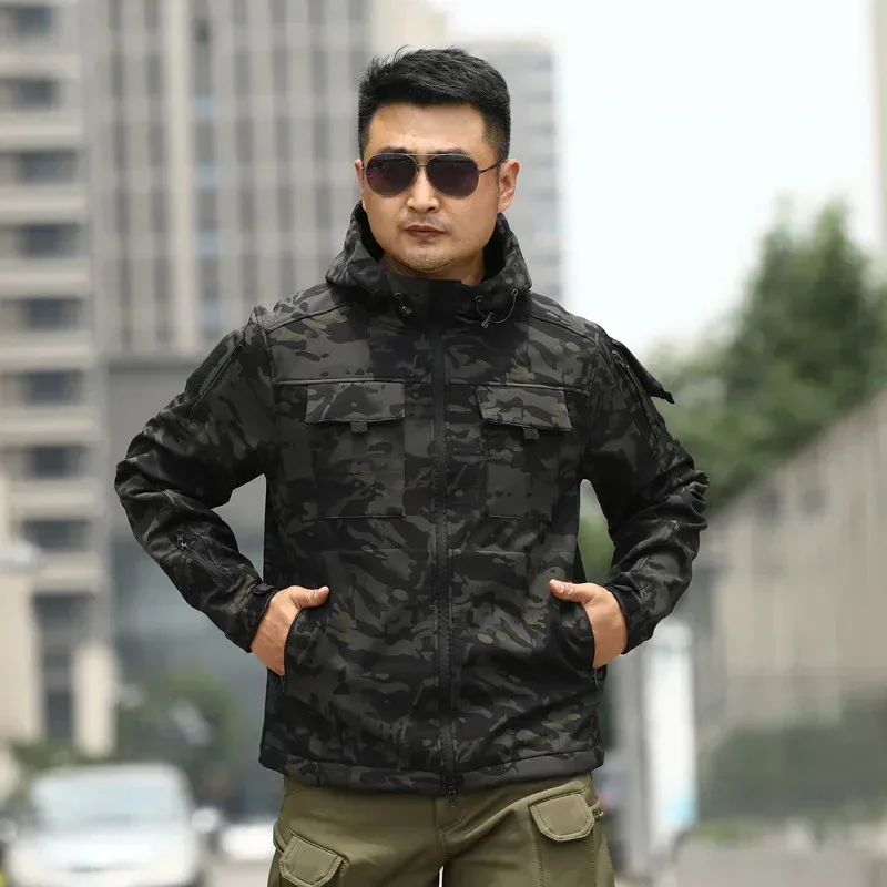 

Men's Waterproof TAD Shark Skin Feel Soft Shell Camouflage Winter Clothing Sports Outdoor Tactical Fleece Jacket