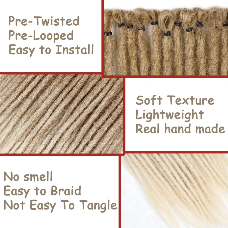 Ekstensi Dreadlock, 24 inci Cokelat ke Pirang, Ekstensi Dread Sintetis Rajut Ujung Tunggal dengan Gaya Reggae untuk perempuan