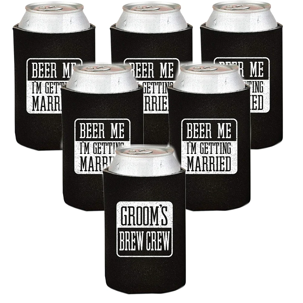 7-Pack Groom and Groomsmen Gifts for Wedding Party Insulated Can Coolers Bachelor Party Groomsmen Proposal Beer Accessories