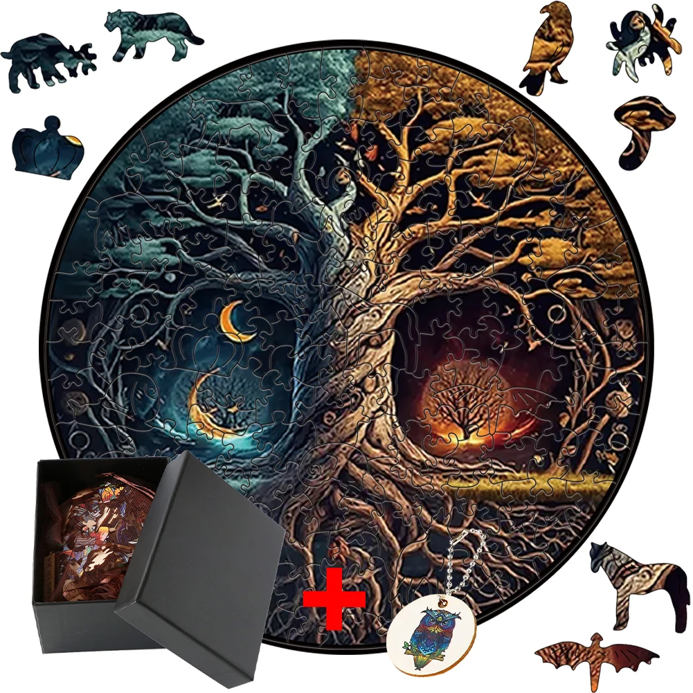 

Yin Yang Tree Wooden Puzzle Educational Brain Trainer Jigsaw DIY 3D Puzzles Game Parent Child Ideal Gift For Birthday Holidays