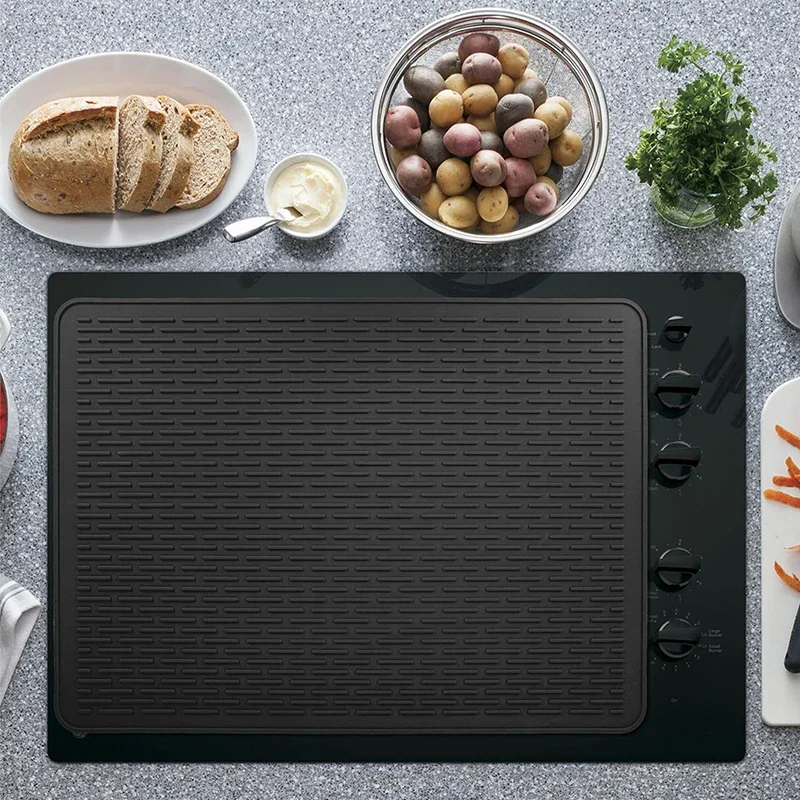 Silicone Stove Top Cover for Electric Stove Glass Cooktop Protector and Dish Drying Mats Kitchen Heat Insulated Pads & Mats