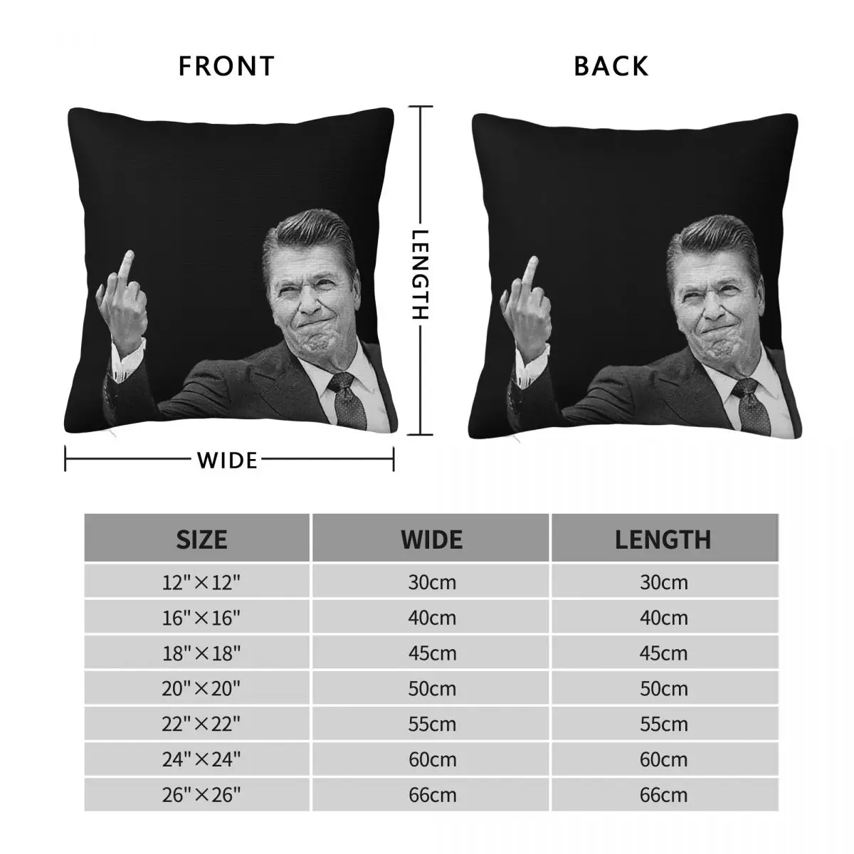 Ronald Reagan Flipping The Bird Square Pillowcase Polyester Linen Velvet Creative Zip Decor Pillow Case Bed Cushion Cover 18