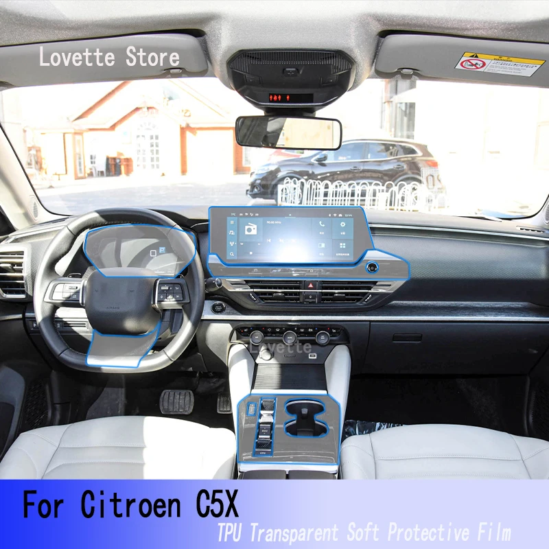 

For Citroen C5X（2021-Present）Interior Center Console Transparent TPU Protective Anti-scratch Repair Film Refit