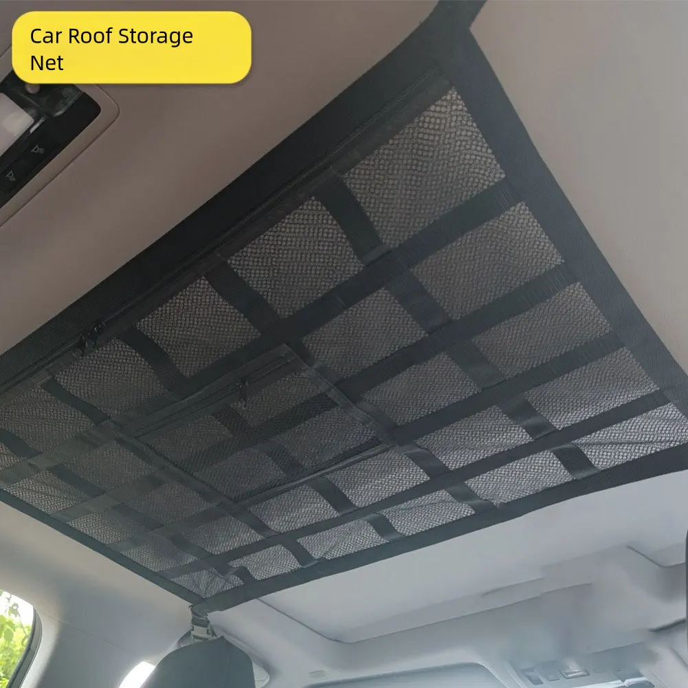 

Car Ceiling Cargo Net For Cars/Jeeps/SUVs Effortless Cargo Organization Black Polyester Easy 4-Buckle Install