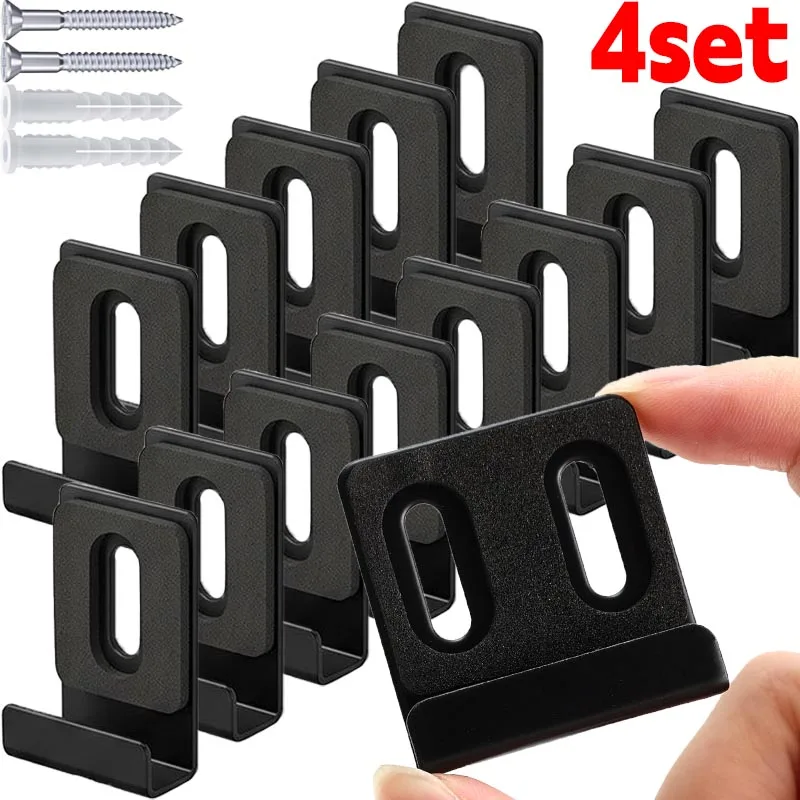 304 Stainless Steel Mirror Stand Single/Double Hole Metal Mirror Clip Hooks for Wall Mounting Organization with Expansion Screws