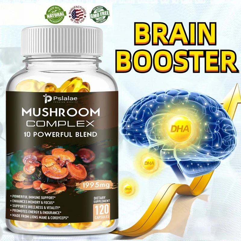 

Mushroom Complex Supplement - Supports The Immune System, Enhances Memory, Improves Mental Clarity, and Boosts Energy