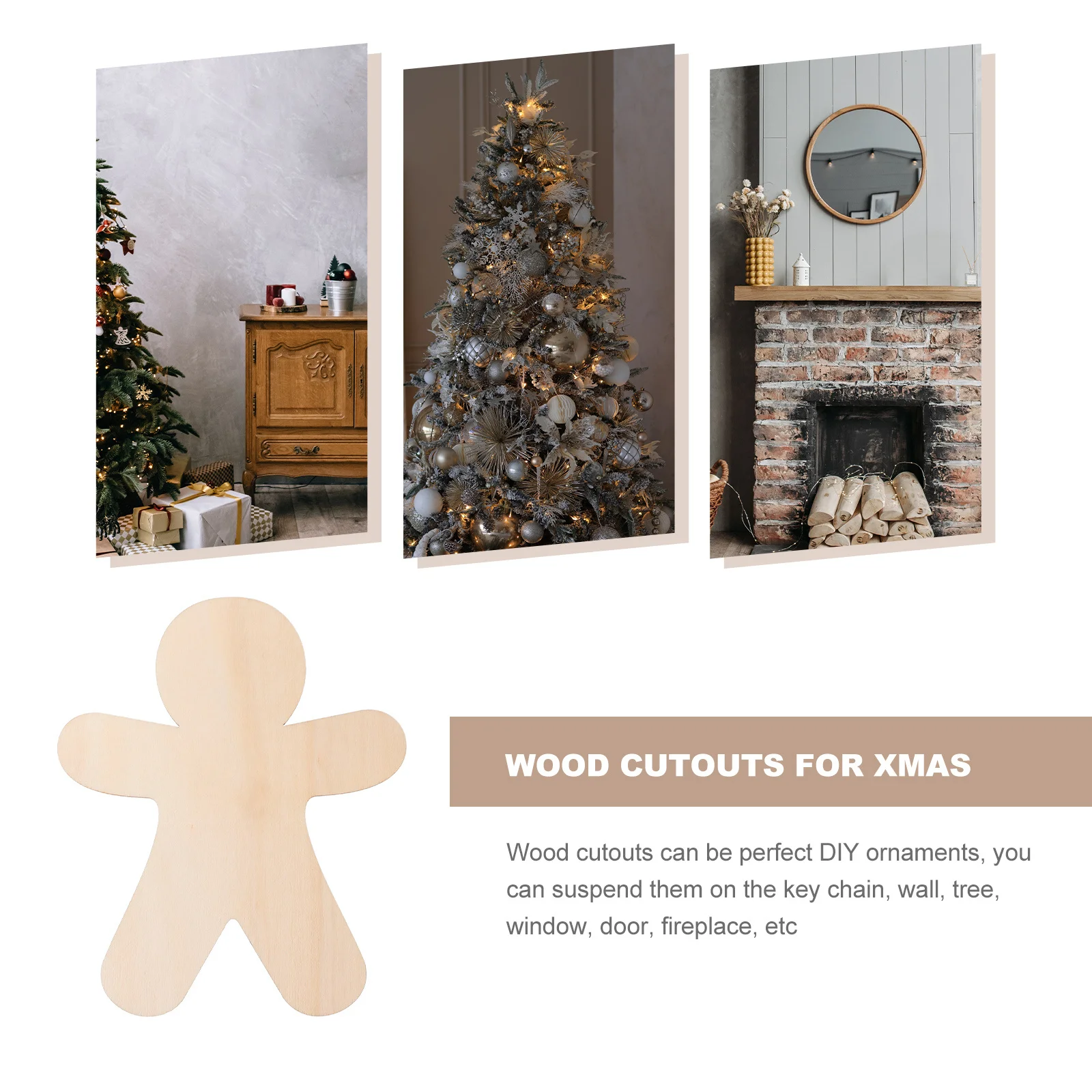 

10Pcs Christmas Wood Chips Unpainted Gingerbread Man Cutouts DIY Xmas Ornaments Safe for Creative Projects Xmas Wood Cutouts