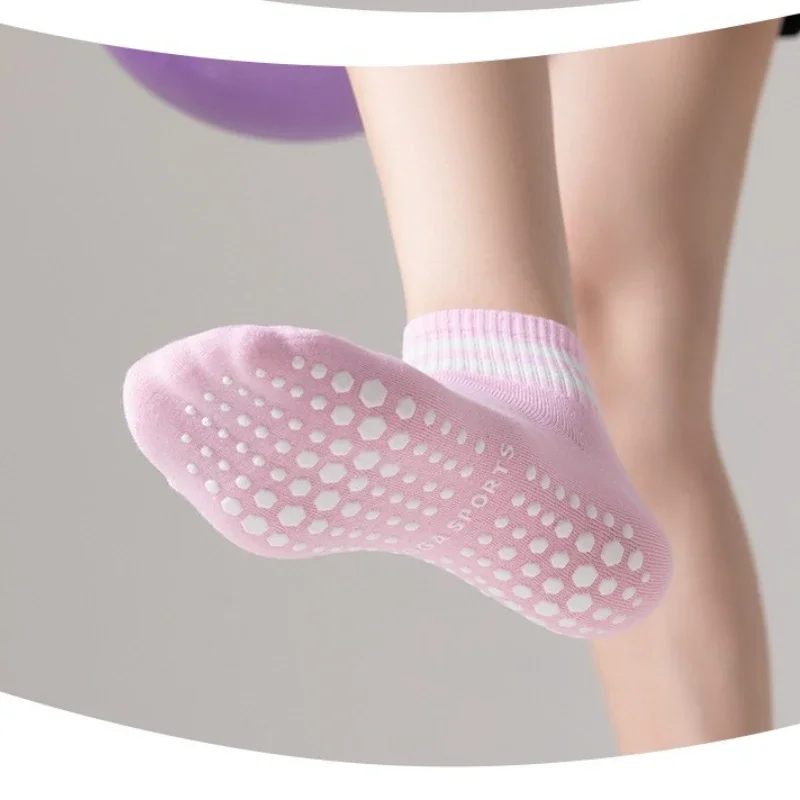여성용 1 쌍 그립 양말 더블 줄무늬가있는 미끄럼 방지 필라테스 요가 양말 남성 운동 발레 스포츠 피트니스 운동 양말