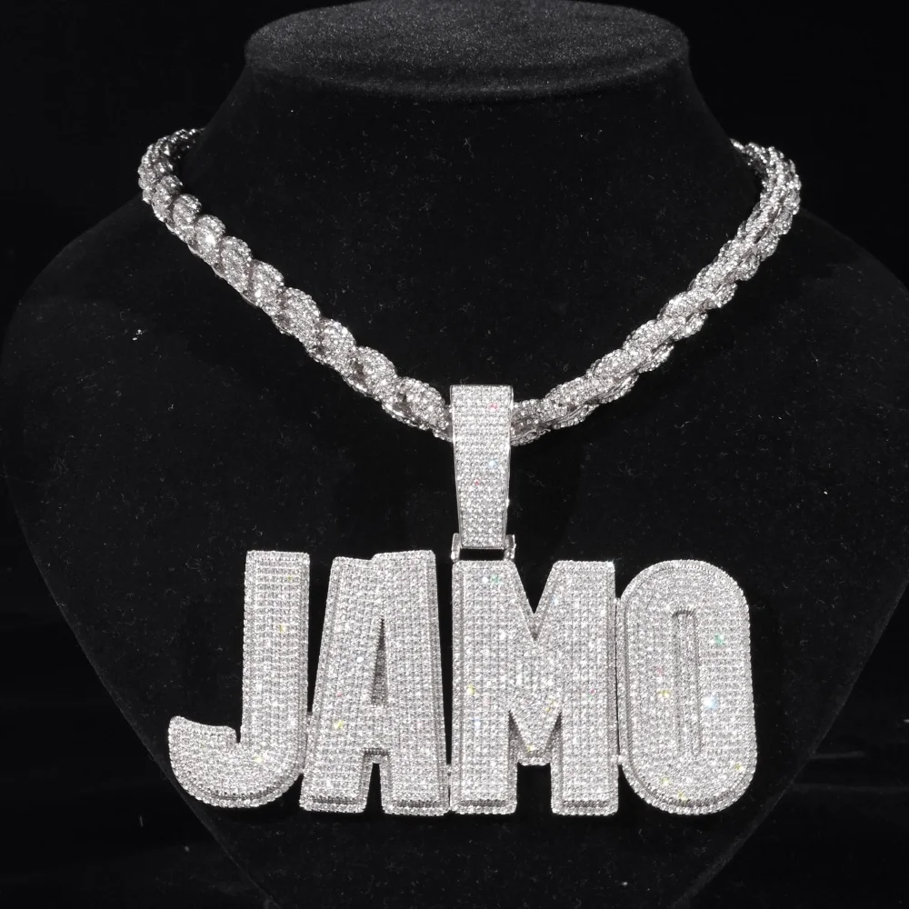 

Цепочка-колье в стиле хип-хоп с индивидуальным именем, массивная, с кубическим цирконием, подвеска-буква, цепь кубинского плетения, роскошные ювелирные изделия