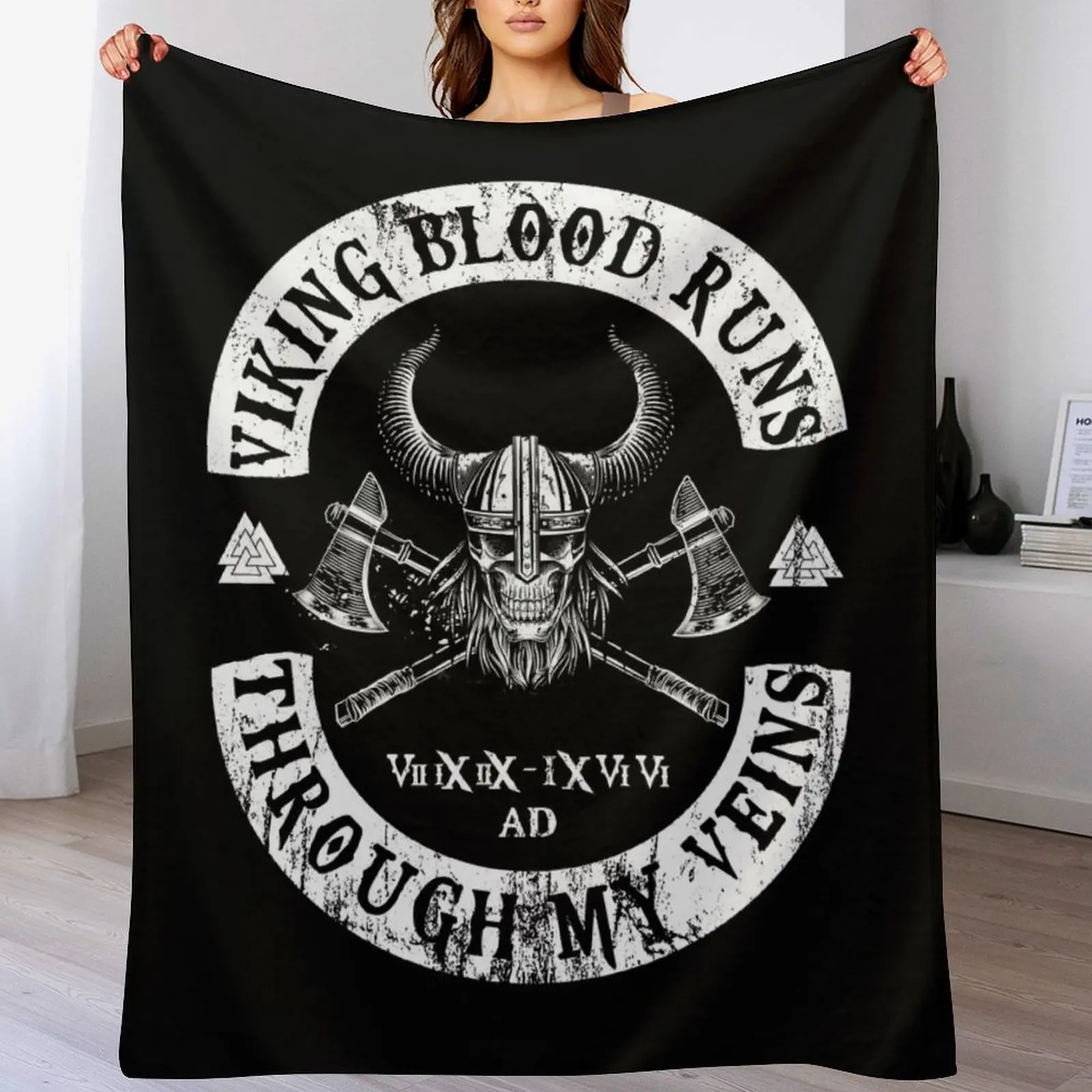 

Viking Blood Runs through my Veins Throw Blanket heavy to sleep Sofas For Decorative Sofa Warm Blankets