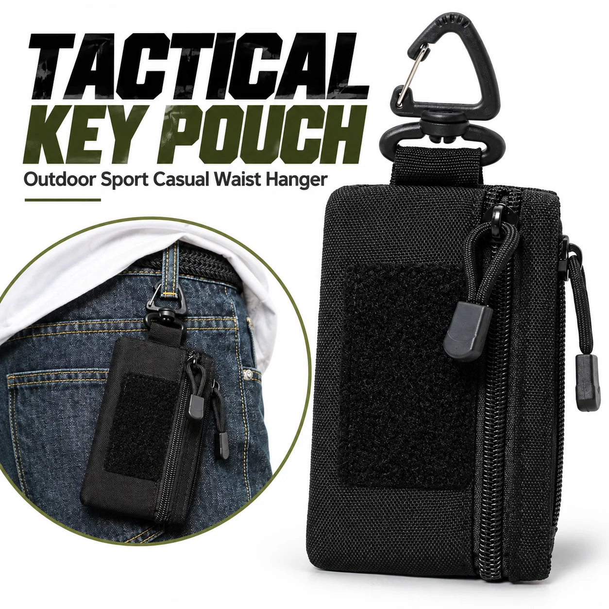 Tactical Key Pouch Wallet Lightweight Belt Loop Keychain Holder Storage Sleeve for Outdoor Training Camping and Hunting Gear