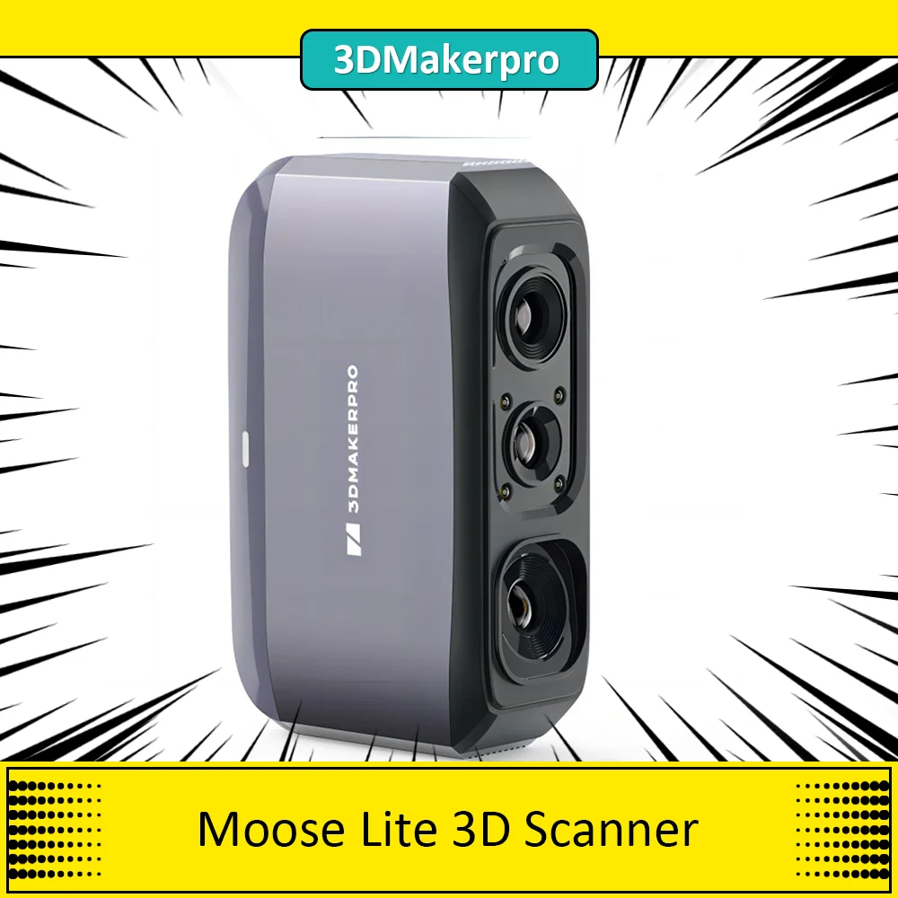 3DMakerpro Moose Lite 3D Scanner, 0.05mm Accuracy, 0.10mm Resolution, NIR Light Source, 24-bit Color Camera, Al Visual Tracking