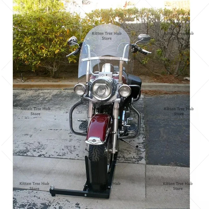 Stands Motorcycle Wheel Chock Upright 1800 lbs Heavy-duty Steel Motorcycle Front Wheel Stand with Adjustable Holes