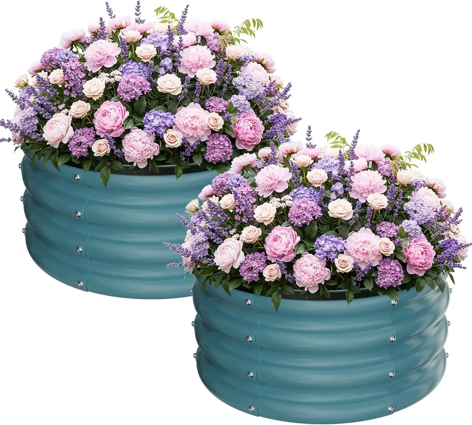 

Round Galvanized Raised Garden Bed kit,Blue Outdoor Garden Raised Planter Box, Round Large Metal Raised Garden Beds for Vegetabl