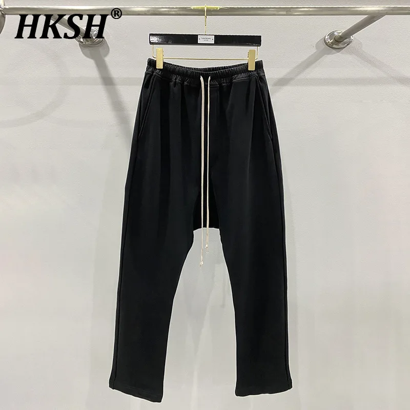 HKSH Spring Autumn New Tide Men\'s Streetwear Thick Loose Hanging Sweatpants Dark Large Casual Pants Hip Hop Sports Women HK2035