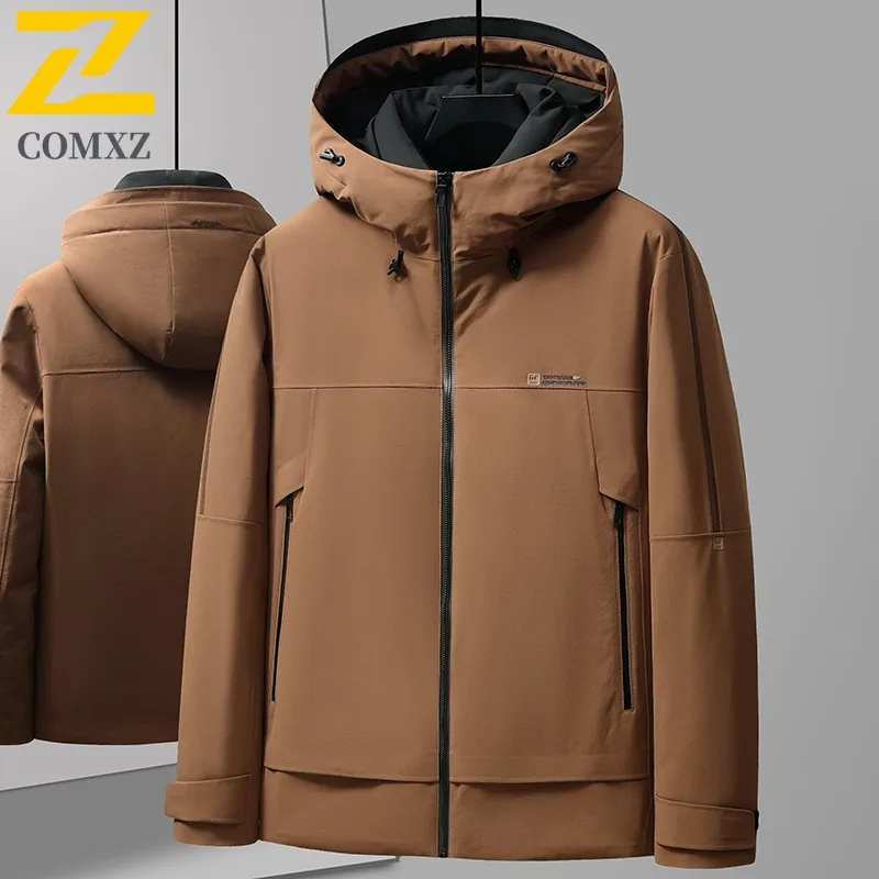 COMXZ メンズ ダウンジャケット クラシック ソリッドカラー アウトドア スキー 防風コート ファッション デイリースタイル 軽量 秋冬服