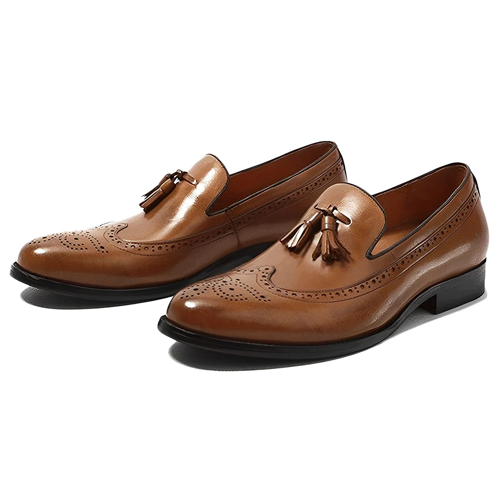 Mocassins de couro genuíno masculino, sapato vestido de couro com camada superior, sapato casual masculino, clássico, macio, confortável, clássico