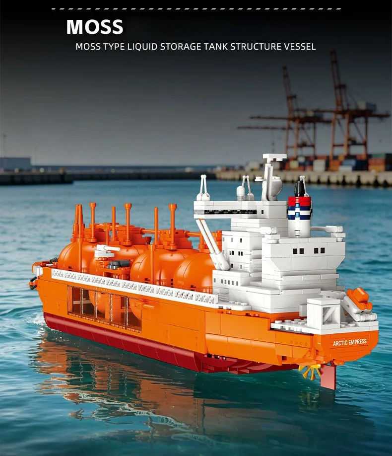Idea Boat Baustein-Set MOSS-Typ LNG-Vesselträger Schiffsmodell-Bausatz Konstruktions-Bausteine Sammlerstück Heimdekoration als Geschenk – Detail 3