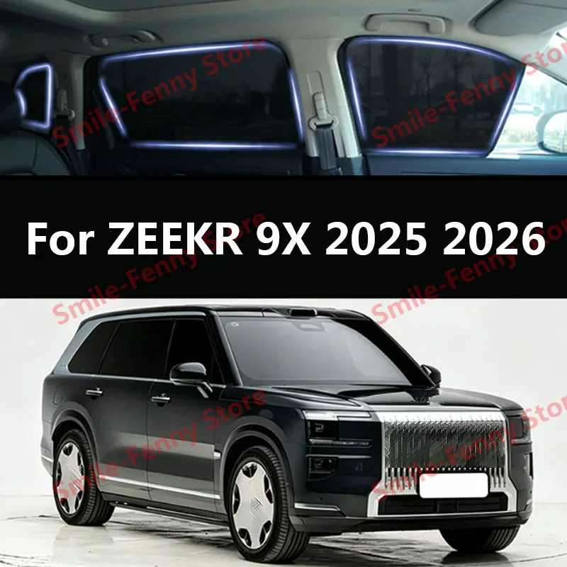 For ZEEKR 9X 2025 2026 Magnetic Car Sunshade Side Window Mesh Curtains Sun Visor Sunscreen Heat Insulation Cover