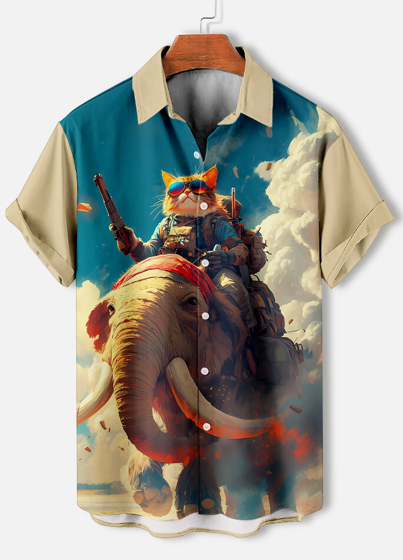 الرجال الرجعية الكرتون أنيمي القط موضوع قمصان قصيرة الأكمام قصيرة الأكمام بلايز موضة عطلة عادية الشارع الشهير الصيف قمصان رجالية #1