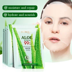 BIOAOUA-mascarilla Facial hidratante con Aloe, Máscara calmante para el cuidado de la piel, previene la rugosidad y la sequedad, 10 unidades