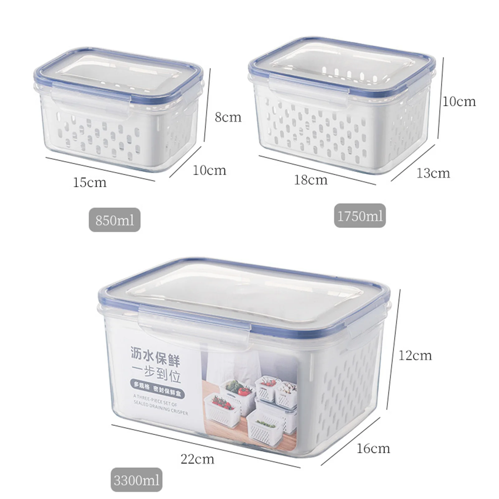 Double Layer Drain Food Storage Container With Drain Basket Kitchen Storage Organizer Suitable For Salad Cheese Fresh Lettuce