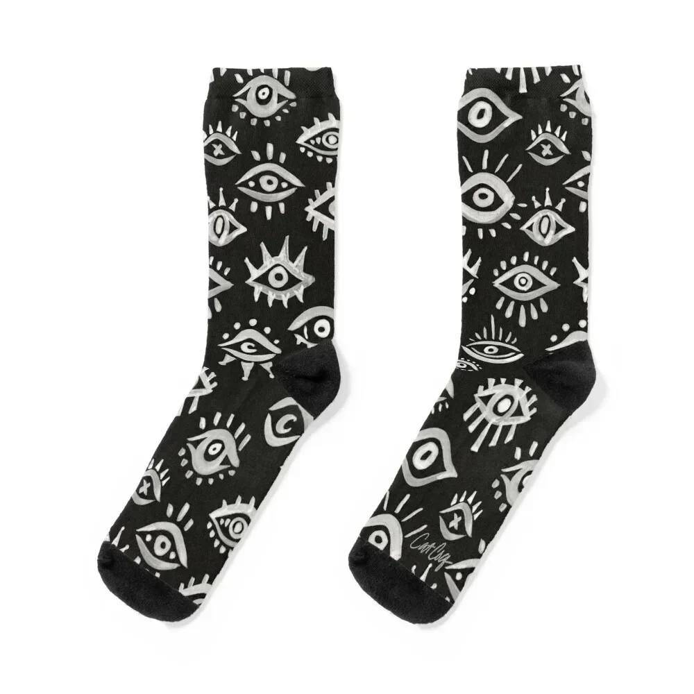 Mystic Eyes – White on Black Socks Novelties sport Hiking boots bright garter Men's Socks Luxury Women's