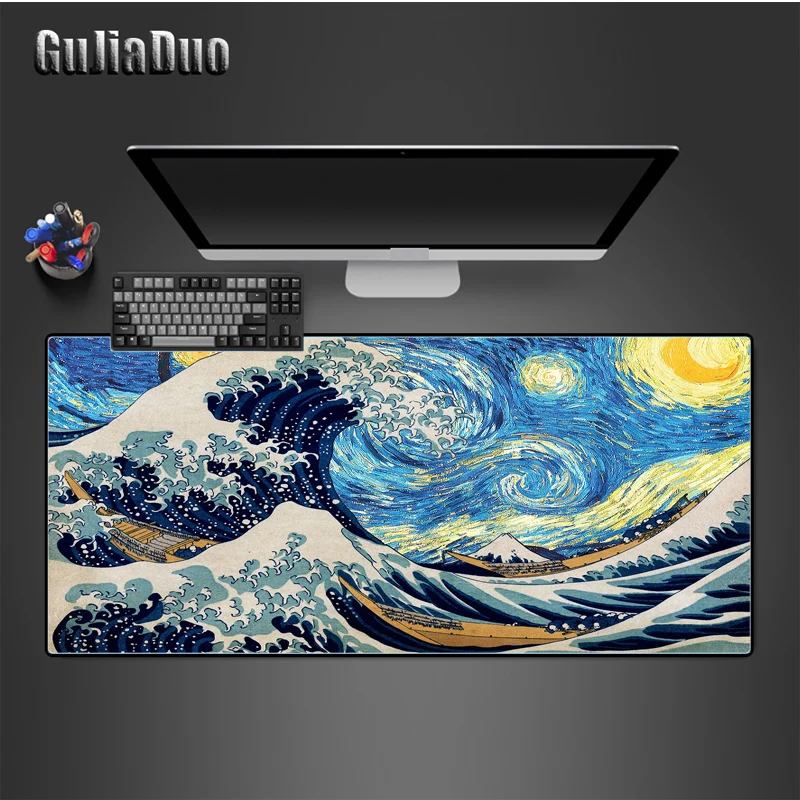 GuJiaDuo Mange Sea Wave Minimalism Mouse Pad Natural Rubber Waterproof and Non-slip Art Mousepad for Office Hoom Comic Desk Mat