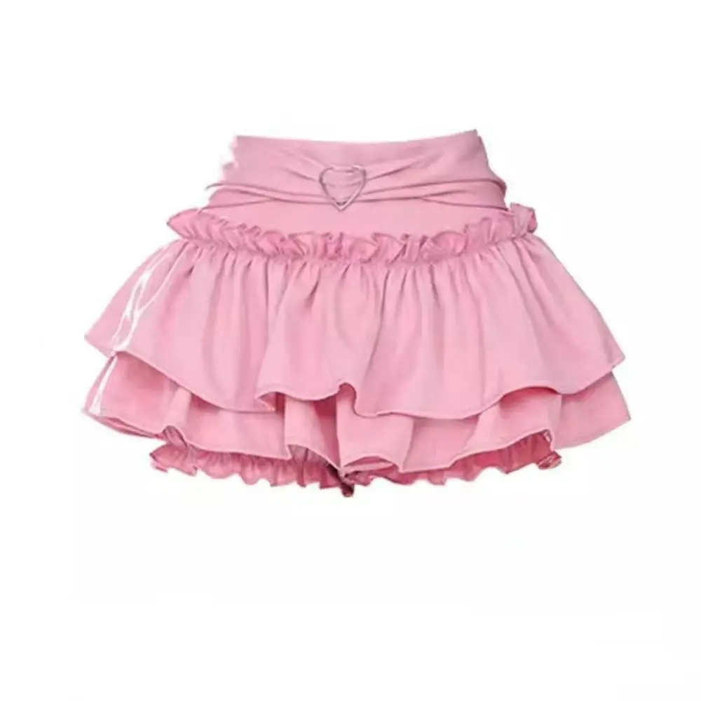 

Y2K Ruffles A-line Skirt High Waist Black Mini Pleated Skirts Sweet Style Pink Party Skirts Women
