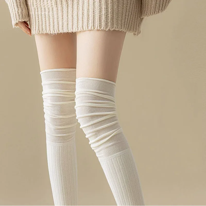 1 Pair Of Autumn And Winter Women's Knee Socks Slimming Thigh Socks Anti Slip High Tube Insulation Long Tube Pile Up Socks