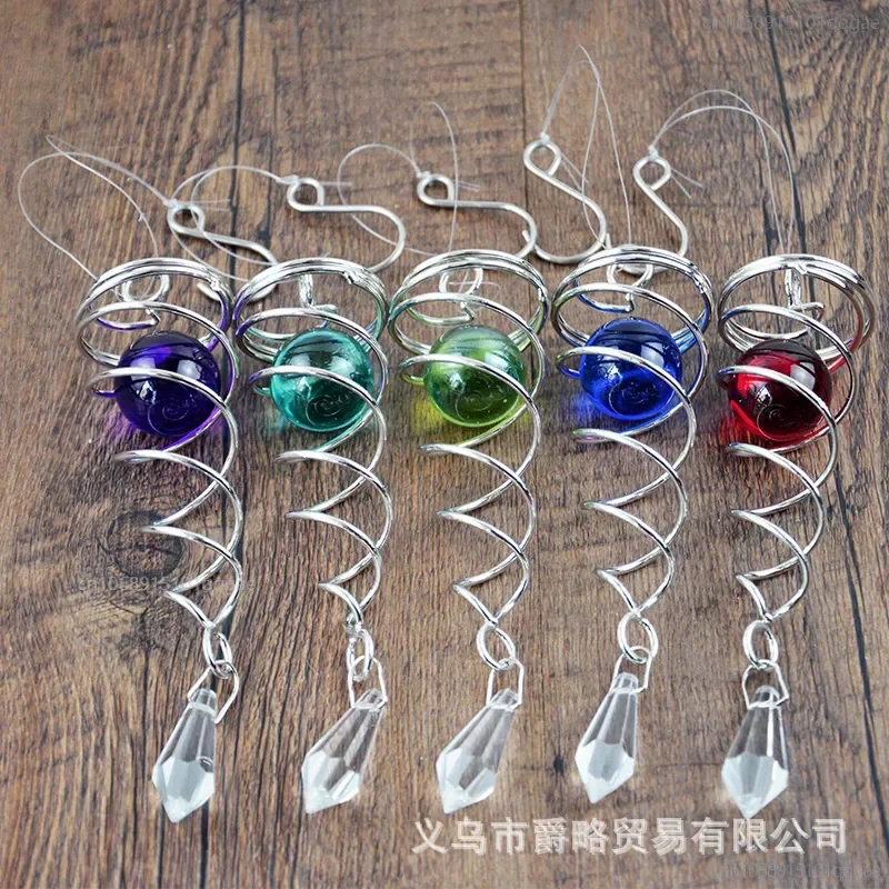 Rotating Crystal Gazing Spiral Tail Ball Pendant Wind Spinner Tails Hanging Decorative for Spinners Chime Outdoor Garden & Yard