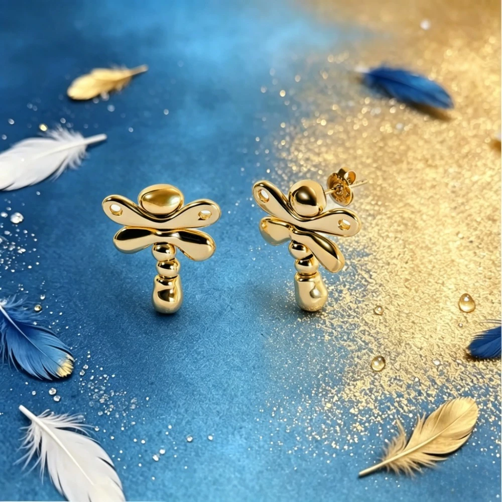 

2026 New Spain S925 Silver Fashionable Dragonfly Small Earrings European and American Style Boutique Jewelry