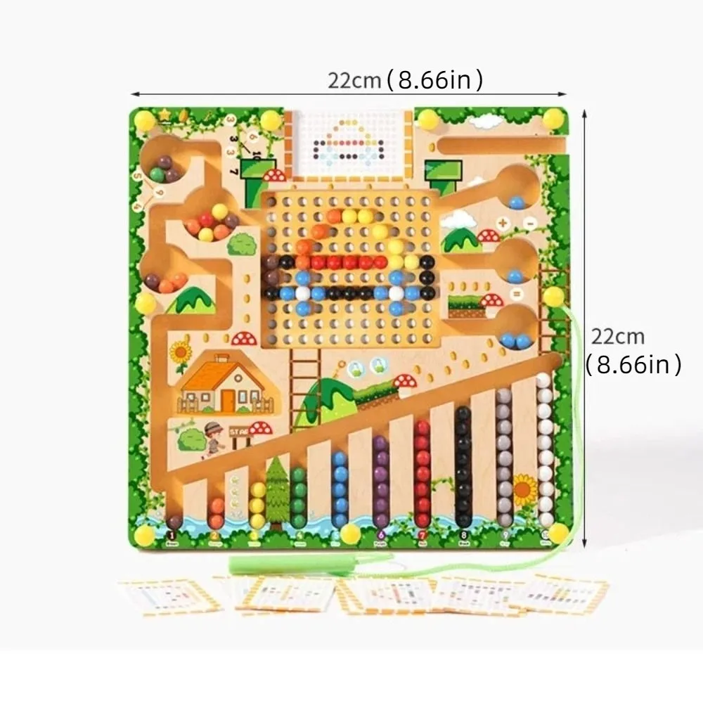 Gioco di posizionamento in legno Montessori Giocattoli magnetici per addestramento alla concentrazione per bambini Divertenti numeri colorati che scrivono labirinto magnetico