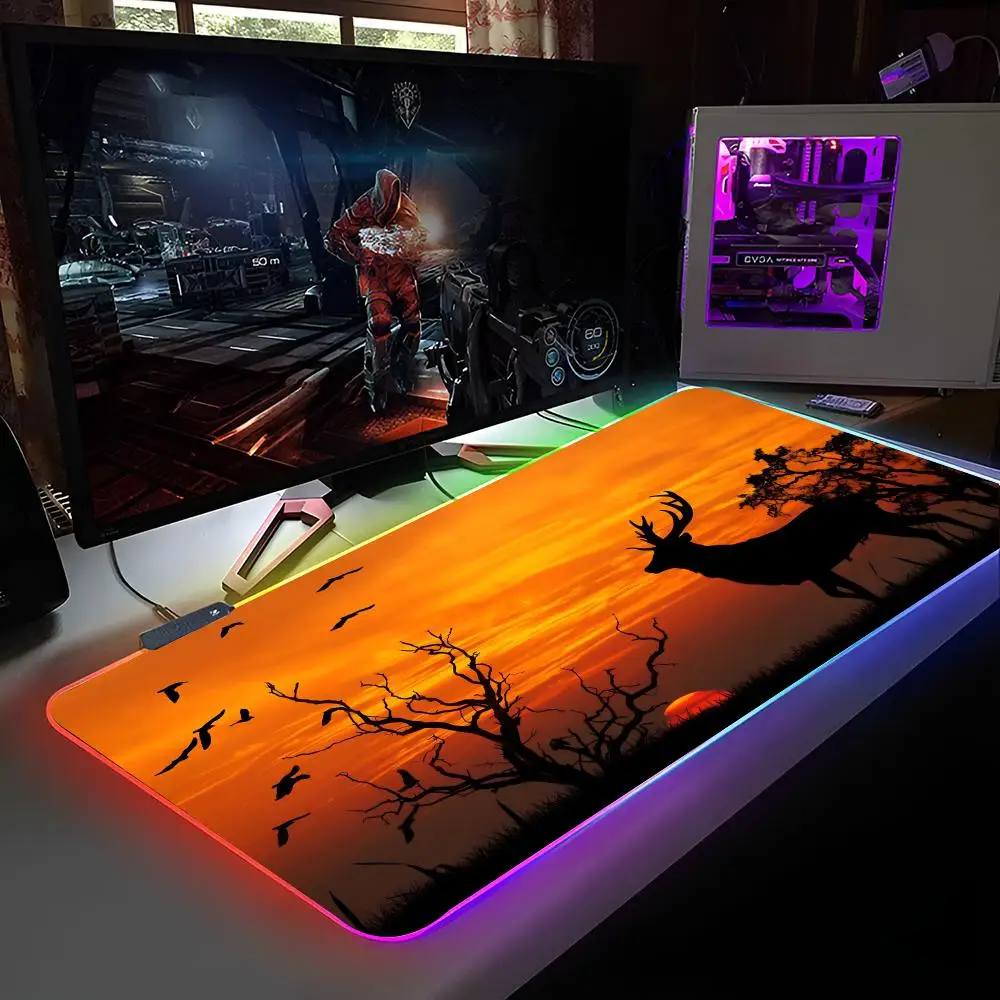 Камуфляжный коврик для мыши с подсветкой RGB, коврик для мыши для ноутбука, коврик для мыши для ноутбука, геймера, компьютерный стол, игровые аксессуары