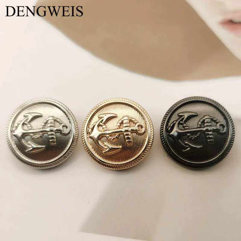 Round Gold Metal Buttons Designer style Alloy Women\'s Windbreaker Coats Decorative Designers DIY Sewing Buttons Wholesale 10pcs