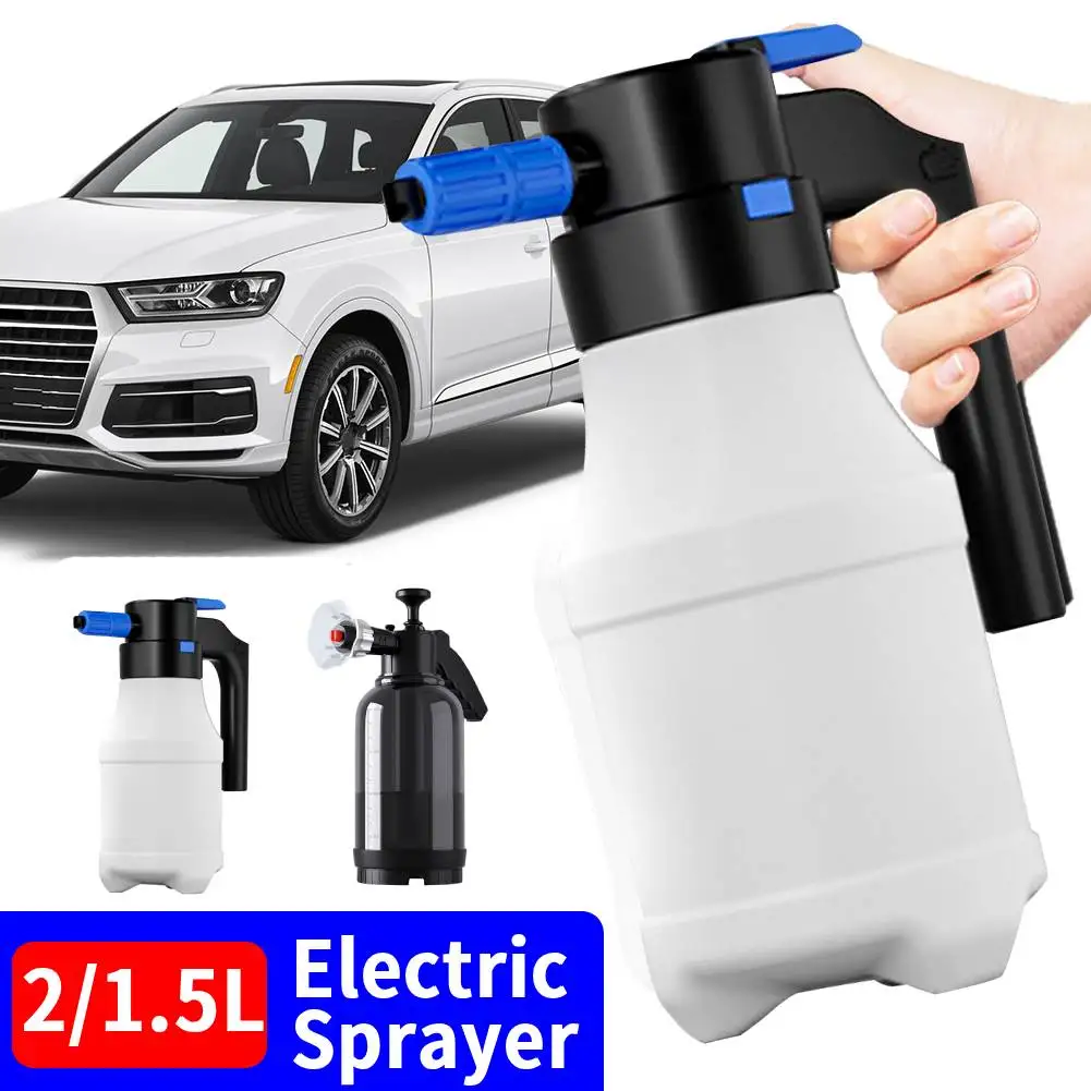 2/1.5L Electric Snow Foam Sprayer 2300mAh Car Wash Spray Bottle USB Rechargeable Lance Watering Can for Car Window Cleaning