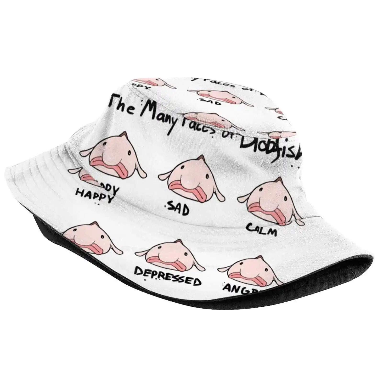 The Many Faces Of Blobfish Bucket Hat Beach Tourism Hats Breathable Sun Cap Blobfish Evolution