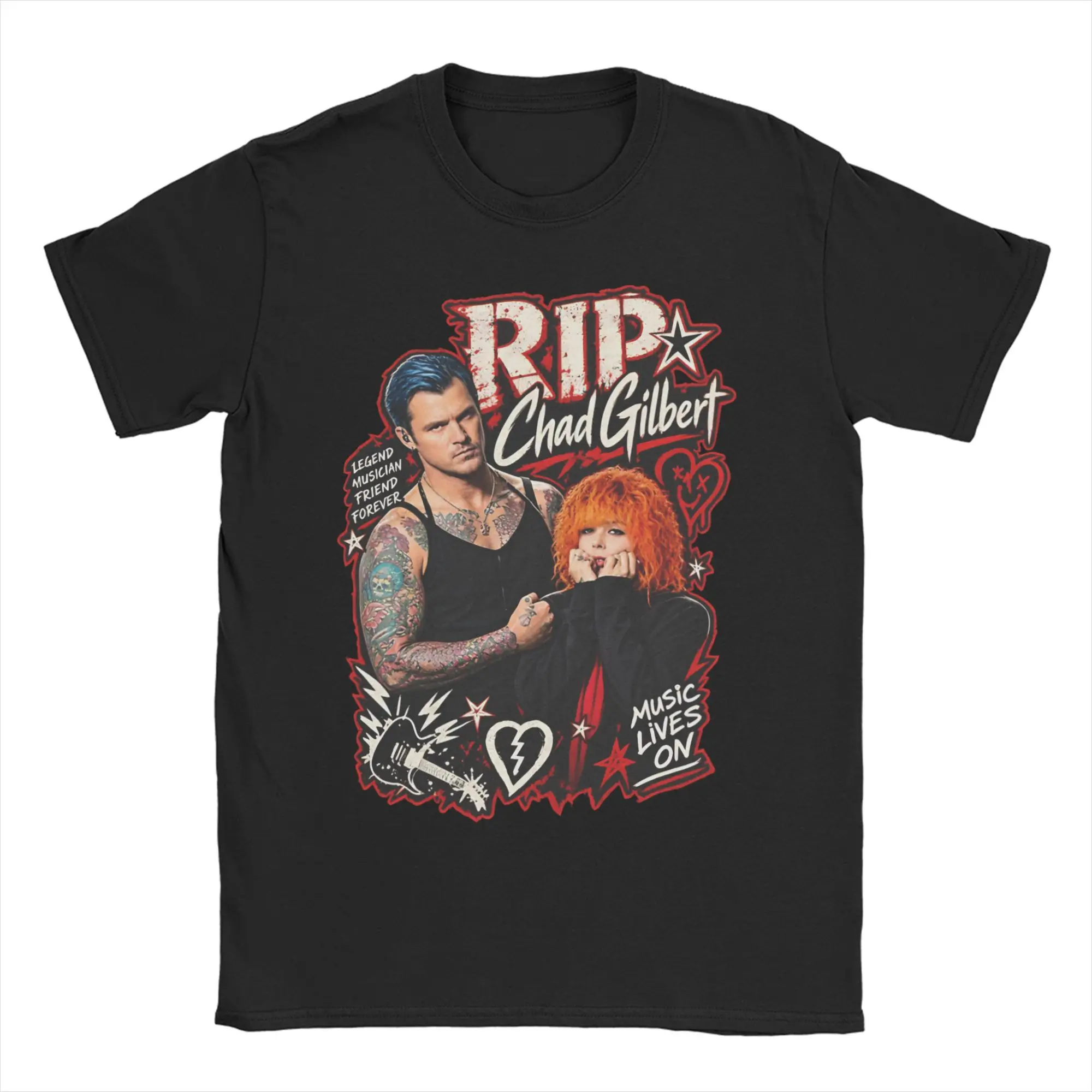 Funny Rip Chad Gilbert Guitarist T-Shirt Men Women Crewneck Pure Cotton T Shirt  Short Sleeve Tees Graphic Printed Tops
