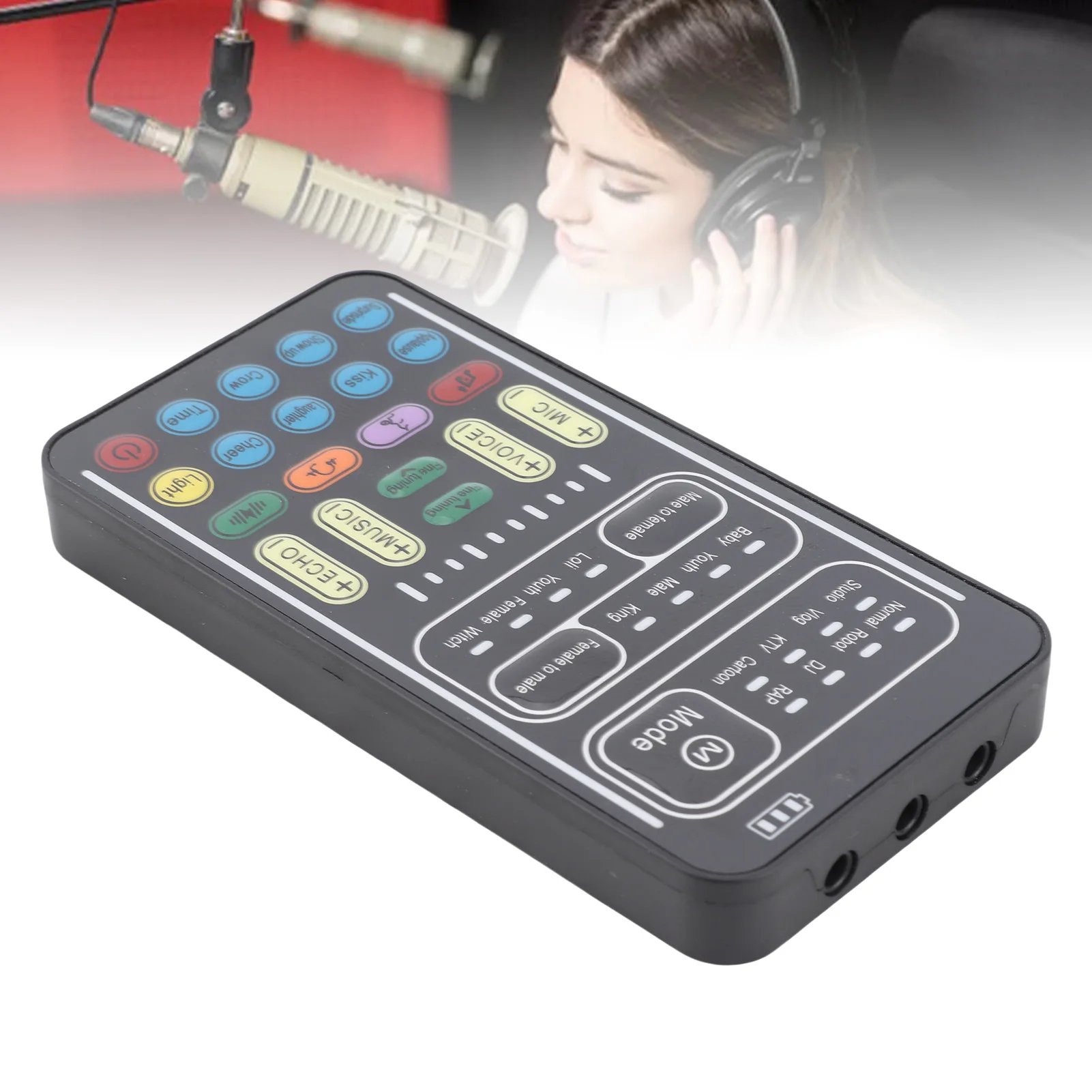 Recording  Sound Card 8 Different Sounds Voice Changer Set Colorful LED Lights with Monitor Headphones for Live Streaming