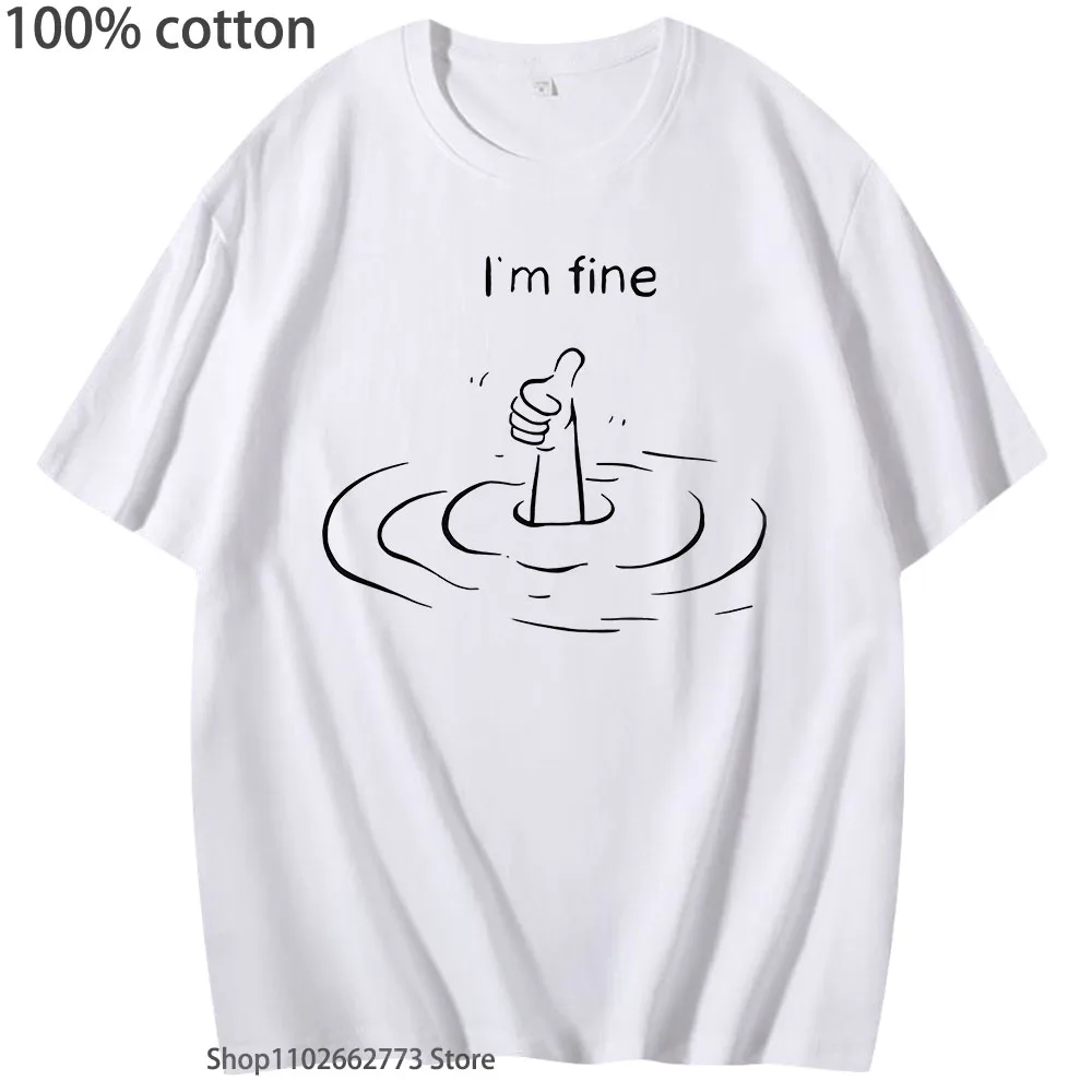 T'm Fine Print T-Shirts 100% Baumwolle Kleidung Sommer Kurzarm T-shirts Männer Frauen Casual Y2k Top High Street Streetwear Männliche hemd