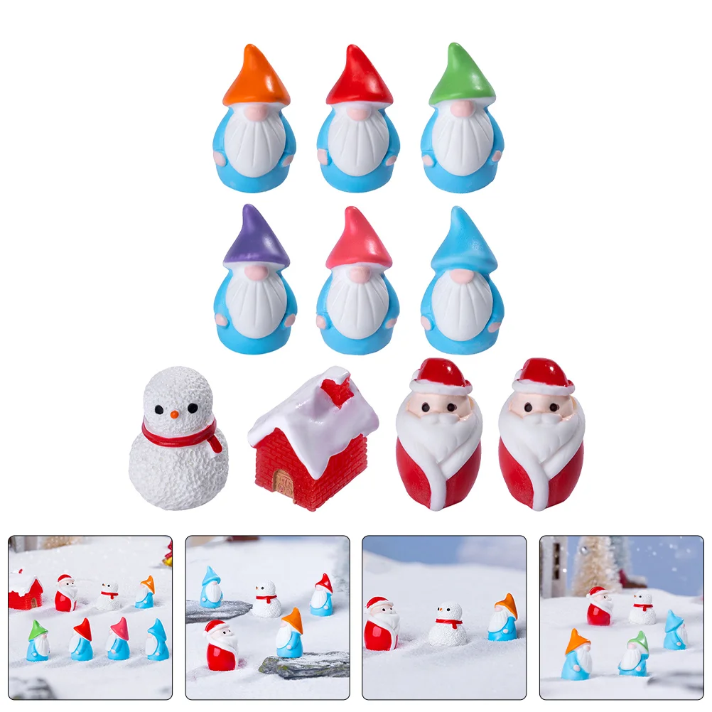 Micro Landschap Decoratie Kerst Ornament Kerst Miniatuur Model Kerstman Figuren Sneeuwpop Beeldjes Ornamenten voor Ambachten