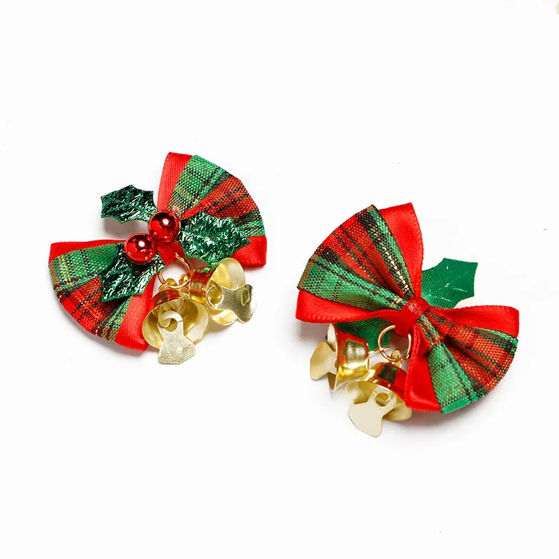 2 pieces，Christmas tree decoration mini bow Christmas gift box DIY decoration bow hanging clock decoration, 5 * 4cm