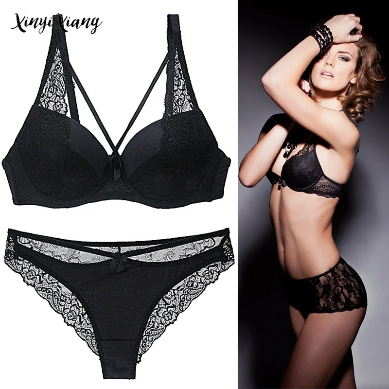 Spitze Plus Größe Dessous Frauen Set Sexy Push-Up Komfort Unterwäsche Anzug Einstellen Große Größe Hohl Femme Bhs Set Dessous Set