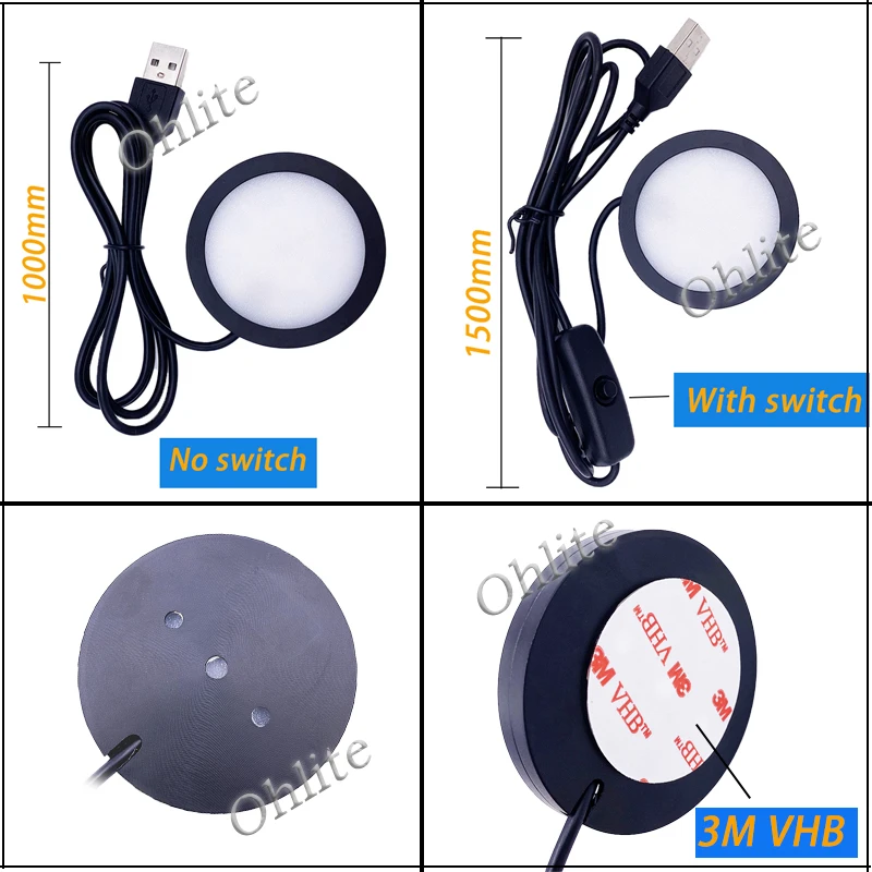 Dimmable USB 5V RGB Spotlight Downlight 3W Surface Mount Gobo Remote Control LED Simple Wine Cooler Light Ultra Slim Type 8mm