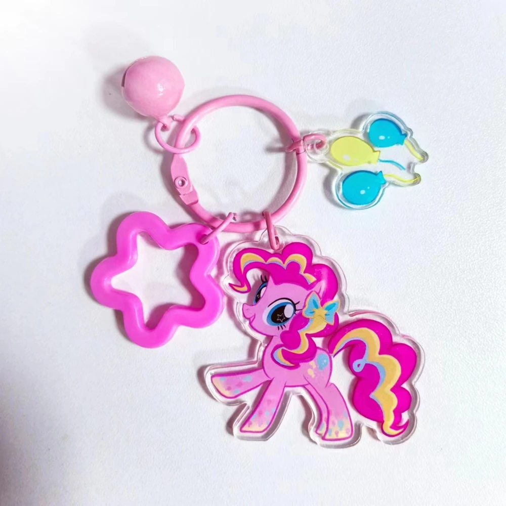 Cartoon My Little Pony portachiavi Kawaii acrilico Fluttershy Twilight Sparkle Rainbow Dash Pendant con ciondolo zaino Bell Anime