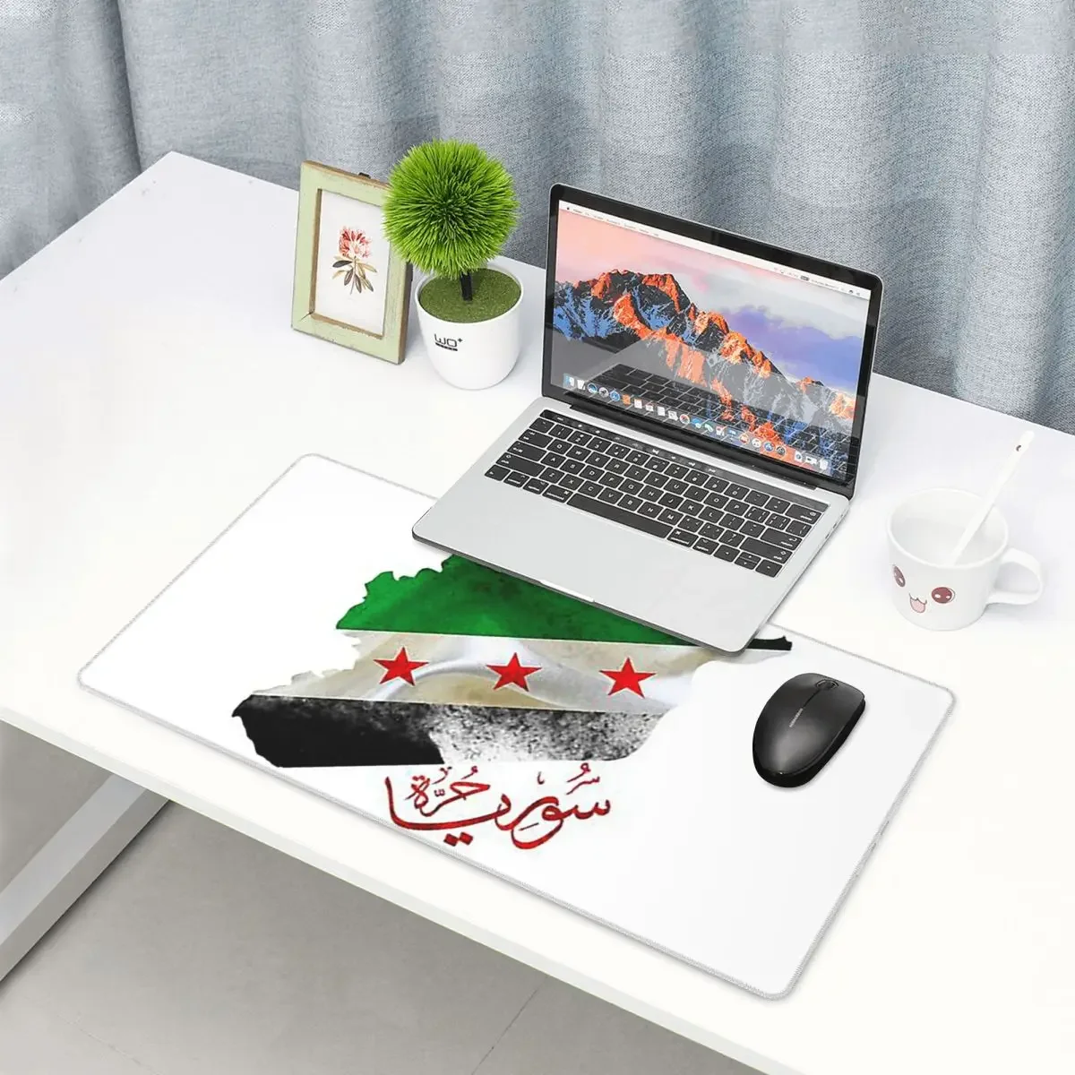 Large Mouse Pad Syria Revolution Flag Map Syrian Independence Calligraphy Gamer PC Laptop Mats Keyboard Accessories Desk Mat