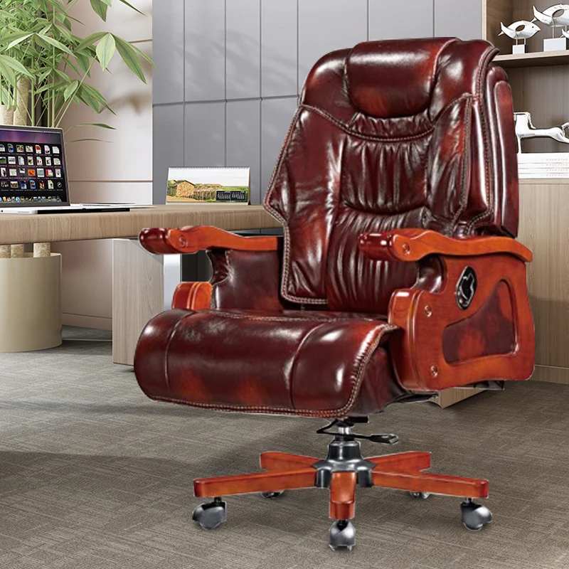 Luxury Chinese style genuine leather office chair high quality classic president boss genuine leather office chair