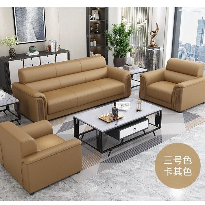 Office sofa minimalist modern business reception room reception single three-person office coffee table combo set