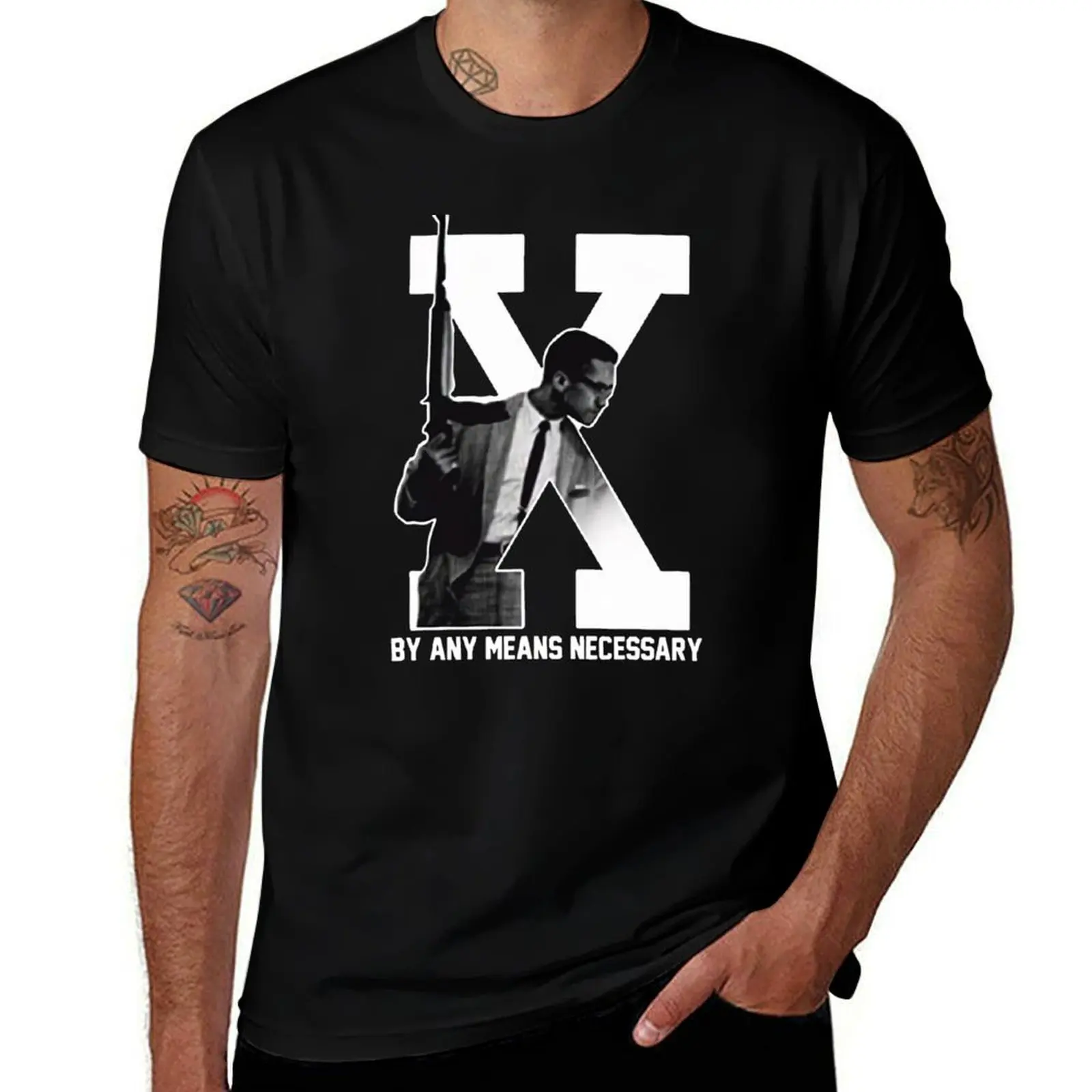 Cool Malcolm X by Any Means Necessary T-Shirt Gym Exercise Short Sleeve T-Shirt