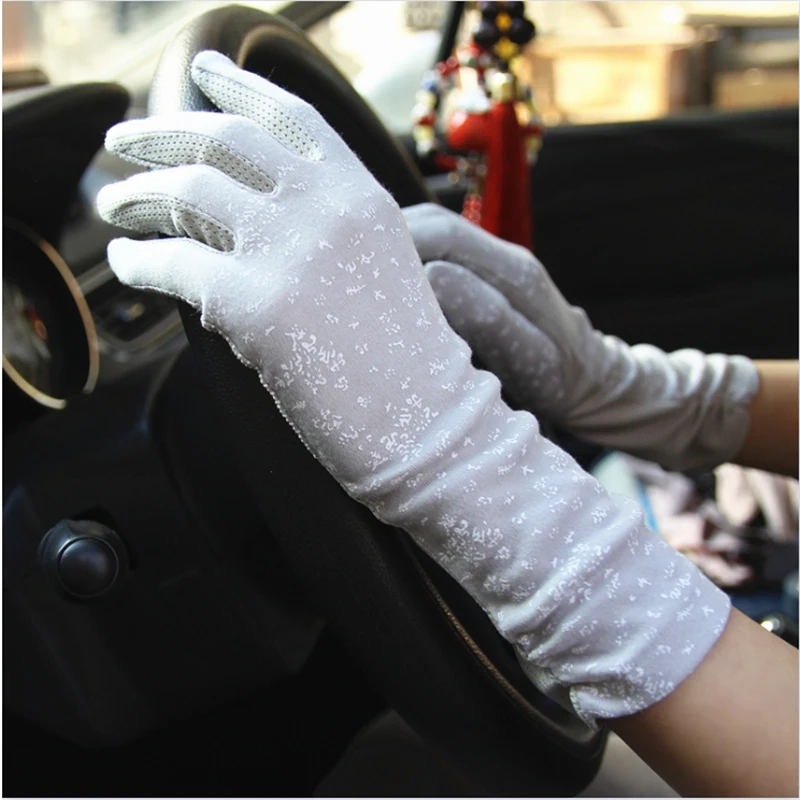 2024 New Fashion Gloves Women Mid-long Summer Cotton Black Print Cycling Thin Touch Screen Bike Car Driving Gloves for Women